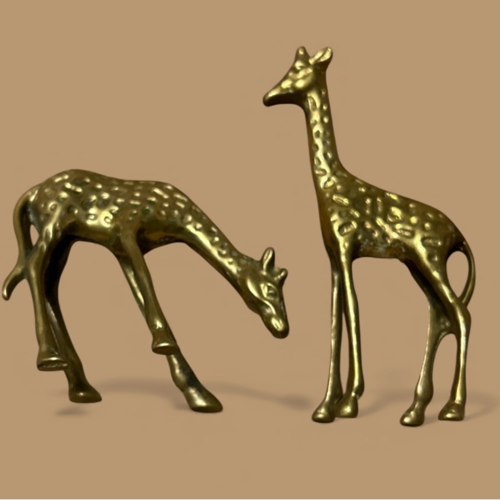 Brass Deer Figurines MCM Mid Century Decor Christmas Pair, Set Of 2